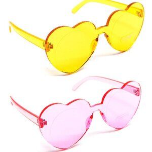 Spexx Heart Shape Frameless Sunglasses Pink or Yellow Monolens